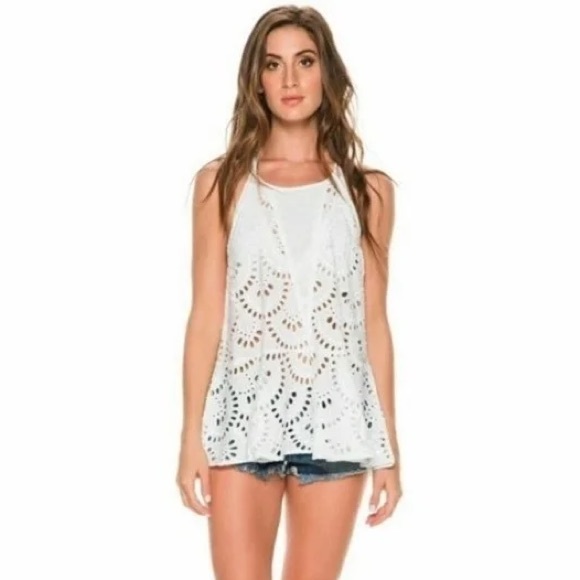 Free People Starry Eyelet White Tunic Top XS - Picture 3 of 10